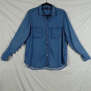 Staccato Top Women's Blue Chambray Western Cowgirl Button Down Size L